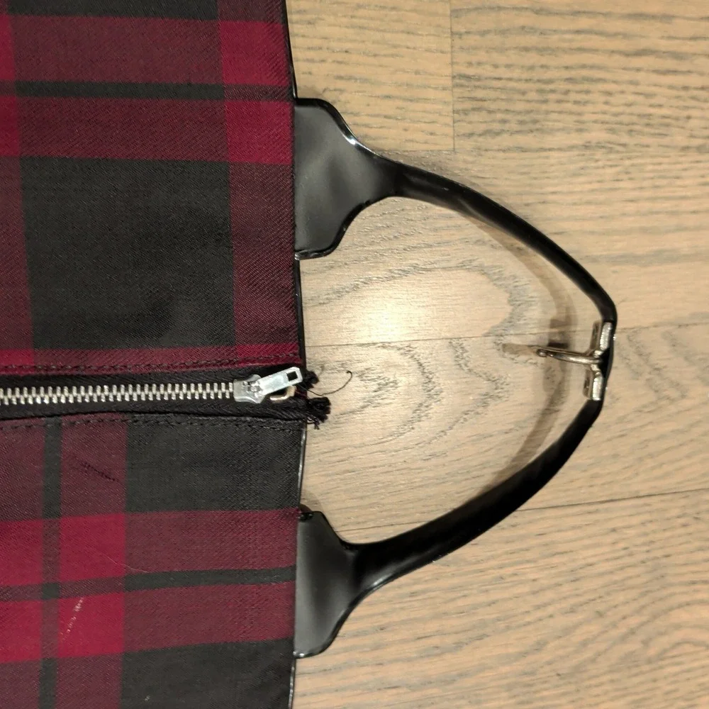 Vintage TWA Airlines Garment Bag Red Black Plaid Suiter Travel Luggage Logo